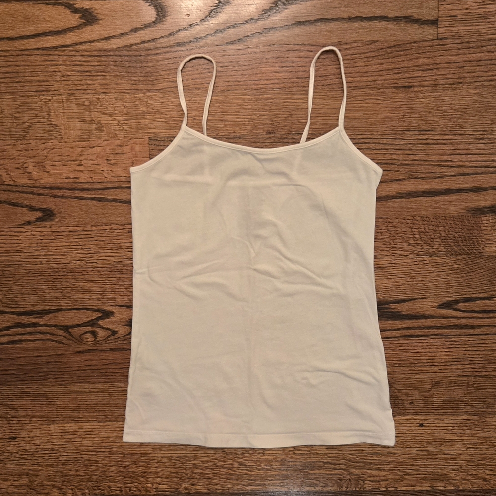Time and Tru White Camisole Tank Top Scoop Neck Women XS Cotton Spaghetti strap